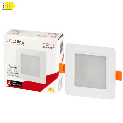 Zapustený podhľadový panel štvorcový 5W 230V biely