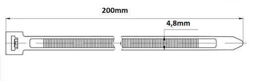 Opakovane použiteľné biele náramky 4,8 X 200 / 100 ks