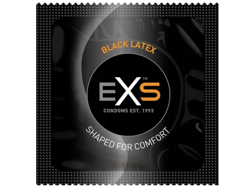 EXS BLACK LATEX klasické a vlhčené BLACK kondómy, sada 12 ks.