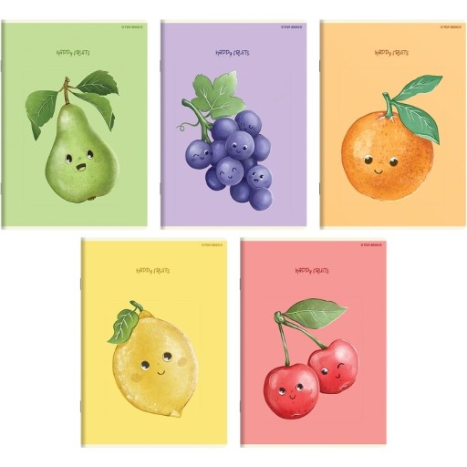 Top 2000 Happy Fruits zošit, A5, 16 listov, dva riadky, 70g