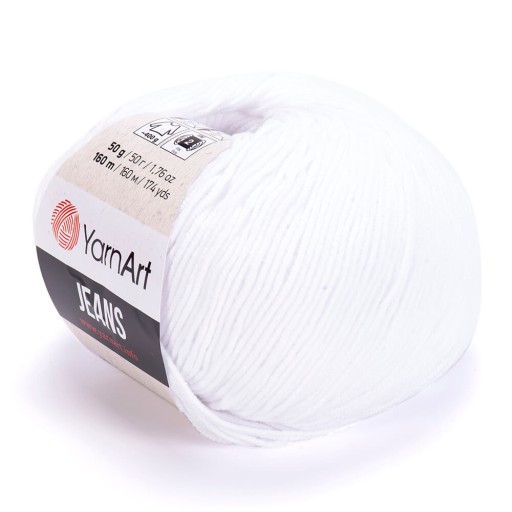 Priadza YarnArt Jeans 62 optická biela 50g/160m
