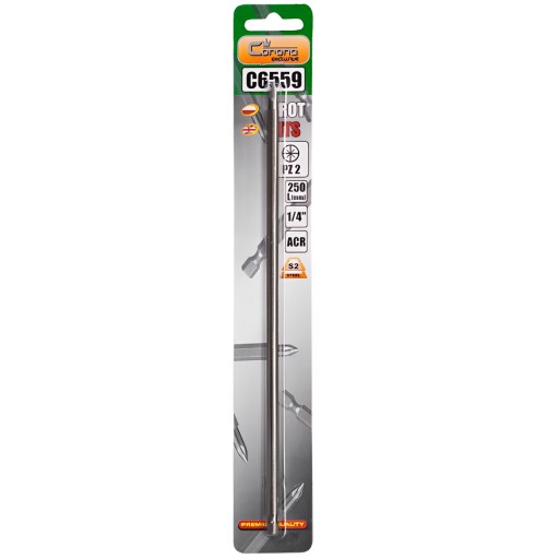 ČEPEĽOVÝ BIT DLHÝ POZ Hrot 2 x 250 mm OCEL S2-ACR SOLID RICHMANN C6559
