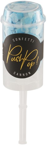PUSH POP TUBE, MODRÝ ODPAĽOVAČ KONFETÍ, STRIEĽANIE NA 1 ROČNÉM
