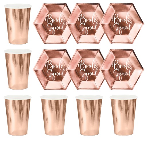 Sada tanierov, šálok a šálok Rose Gold, 12 ks
