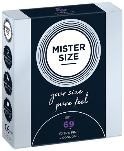 Kondómy MISTER SIZE 69 mm prispôsobené na obvod, 3 kusy