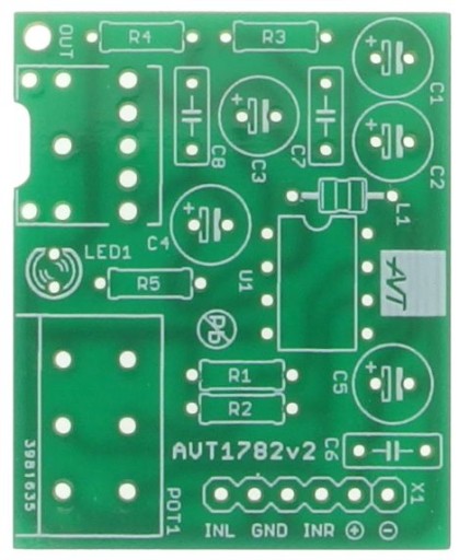 Jednoduchý slúchadlový zosilňovač s TDA2822, AVT1782 PCB
