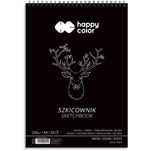 Black Happy Color A4 špirálový skicár 220g
