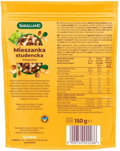 Bakalland klasická študentská zmes 150g