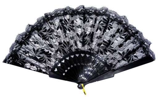 Čipkovaný vejár BLACK SILVER cena za 1 ks 8475
