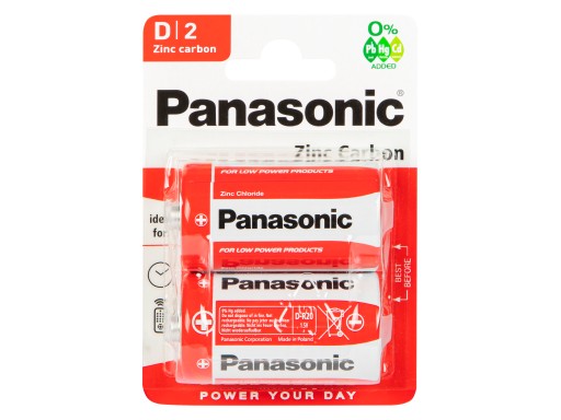 ZINOK-UHLÍKOVÁ BATÉRIA PANASONIC D R20 1,5V 2ks
