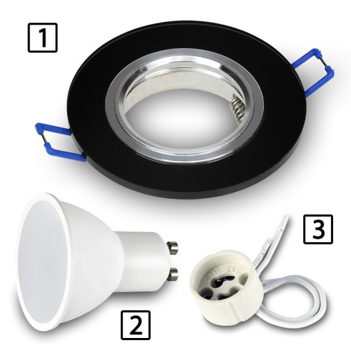 BLACK ROUND GLASS halogénové svietidlo pre LED