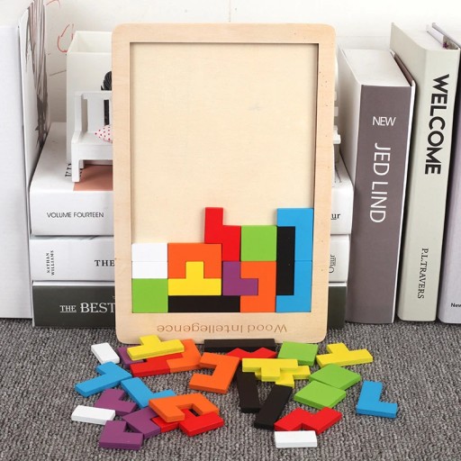 Drevené puzzle Tetris bloky skladačky 40 dielikov.