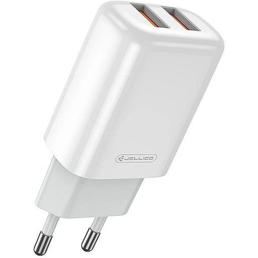 JELLICO EU02 12W napájací zdroj nabíjačka 2xUSB 2,4A + USB-C kábel 1m