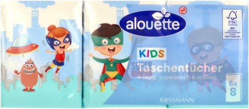 ALOUETTE Kids hygienické obrúsky pre deti, 4-vrstvové, 6 ks.