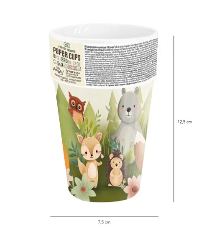 PAPIEROVÉ POHÁRKY NA NArodeninovú oslavu FOREST FRIENDS 6 ks