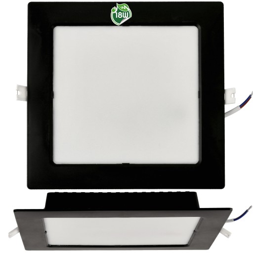 LED stropné svietidlo, zápustné, zápustné, 18W, 1980lm, 4000K, čierne