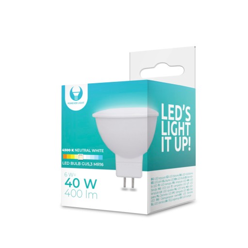 LED žiarovka GU5.3 MR16 6W 12V 4500K 400lm 120° FL
