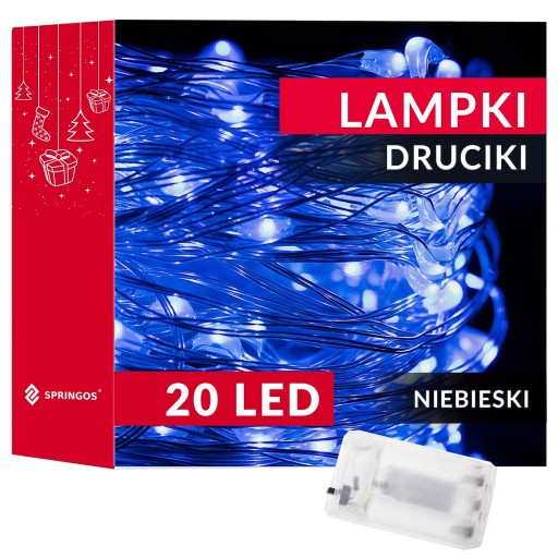 DRÔTOVÉ LAMPY 20 MIKRO LED NA BATÉRIU VIANOČNÝ STROMČEK MODRÉ SVETLÁ