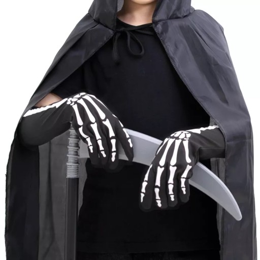 Dlhé rukavice BONES čierny maškarný kostým HALLOWEEN
