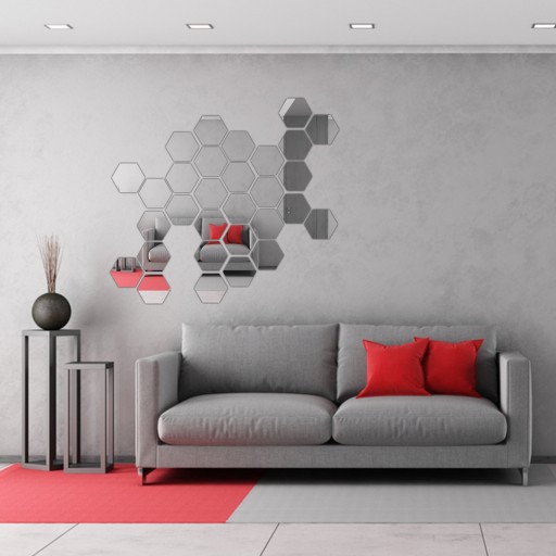 Nalepovacie zrkadlá na stenu Hex FOR DIY 3D ART