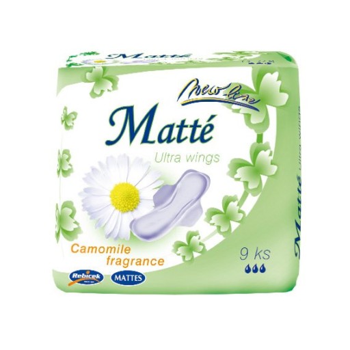 Matné ultra camomile hygienické vložky s harmančekom s krídelkami, 9 ks