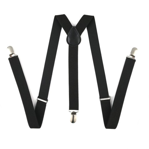 Pánske traky k EMO dámskym nohaviciam, UNISEX slim, 1,5 cm, nastaviteľné, ČIERNA