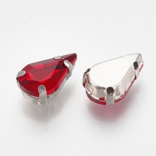Šijacie kamienky v košíku, sklo a mosadz, 12,5x8x5mm, 10ks