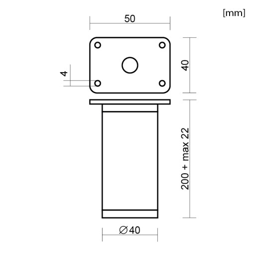 NOHA NÁBYTKU NOHA ČIERNA, NASTAVITEĽNÁ NOHA KU SKRINÍKU, V20CM, PEVNÁ, LACNO