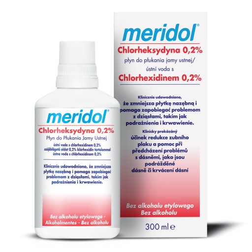 meridol CHX ústna voda s chlórhexidínom 0,2% 300 ml