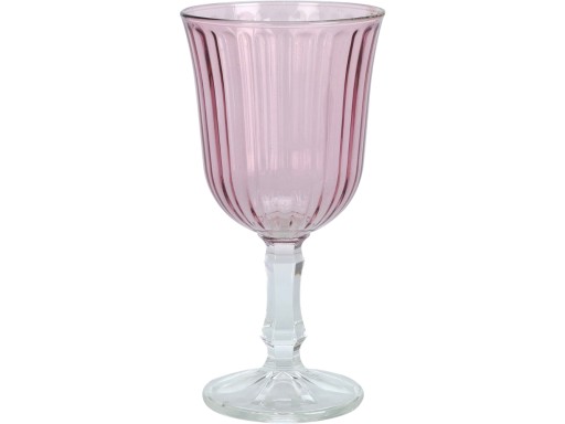 Elegantný SKLENÝ POHÁN NA VÍNO 240 ml, 8 x 16 cm - RUŽOVÝ