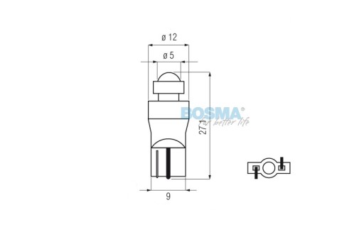 Bosma žiarovky zelené 12V 1*Led Standard T10 2 kusy