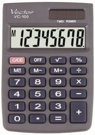 VECTOROVÁ VC-100 VRECKOVÁ KALKULAČKA, ČIERNA