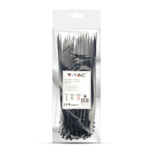 Sťahovacie pásky 2,5x200 čierne Nylon 100 ks V-TAC