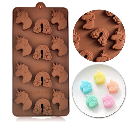 SILIKÓNOVÁ MOLOVÁ FORMA ČOKOLÁDOVÁ KOCKA PRALINE JEDNOROŽEC DÚHA