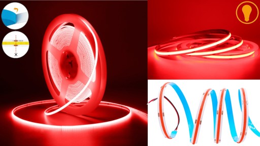Neónový COB LED pás 12V ČERVENÝ 1m Homogénny