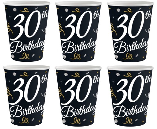 B&C 30 Narodeninové papierové poháre, 250 ml/ 6 ks.