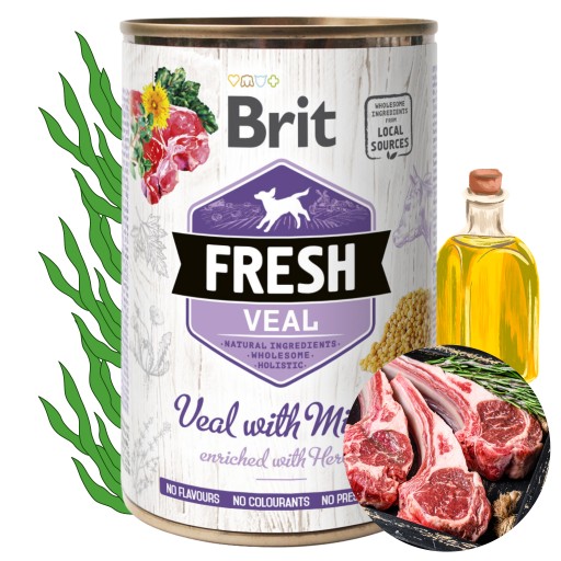 Brit čerstvé teľacie mäso s prosom mokré krmivo pre psov 400g teľacie mäso