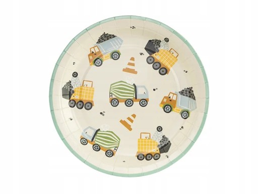 Stavebné stroje Platne 18cm 6 kusov Construction Party Deco