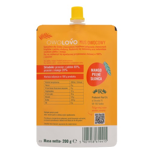 Owolovo Tropická pena s príchuťou mango jablko 200 g