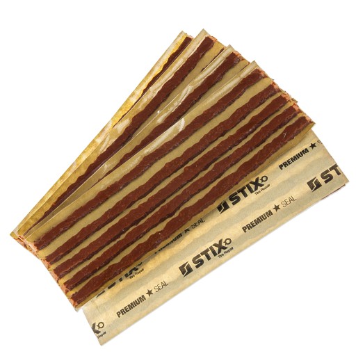 HNEDÉ BUTYLOVÉ ŠNÚRY 6MM NA OPRAVU PNEUMATÍK 20CM LONG STIX 25 KS.