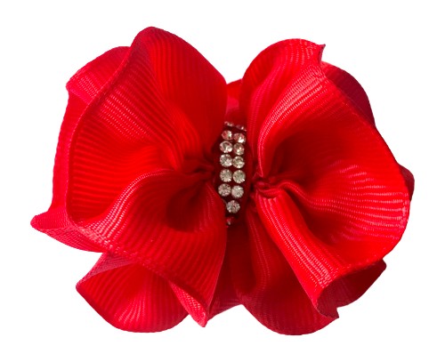 Prémiová červená mašľa, 5,5 cm, gumička