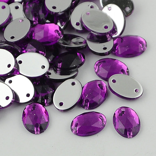 Štrasové kamienky na šitie akrylové oválne 18x13x5mm 10 ks