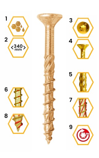 TESÁRSKE SKRUTY DO DREVA 6x60 KUŽELOVÉ TORX 100ks WKCS-60060 KLIMAS