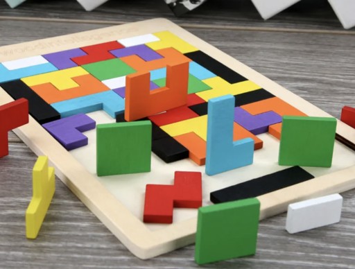 DREVENÉ BLOKY TETRIS PUZZLE 40 KUSOV TANGRAM