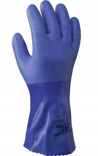 PRACOVNÉ RUKAVICE VODEODOLNÉ OLEJOvzdorné CHEMICKÉ PVC SHOWA 660 10-XL