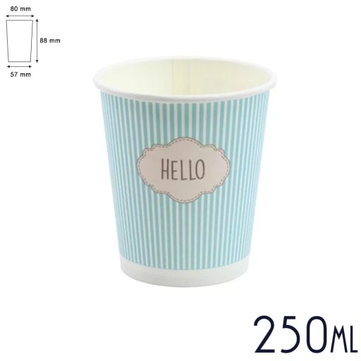 Papierové šálky na kávu 250 ml - PASTELOVÉ šálky na čaj 100 ks