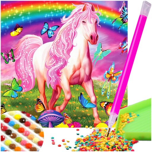 Diamantová maľba 5D Diamantové vyšívanie HORSE Scrapbook ROZPRÁVKOVÉ SCENERY 30x30cm