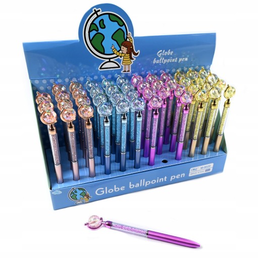 BALLPOINT GLOBUS DARČEK K NARODENINÁM KU DŇU ŽIEN MODRÁ NÁPLŇOVÁ SADA 4 ks