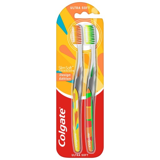 Zubná kefka COLGATE Slim Soft Advanced 2 kusy + ZADARMO
