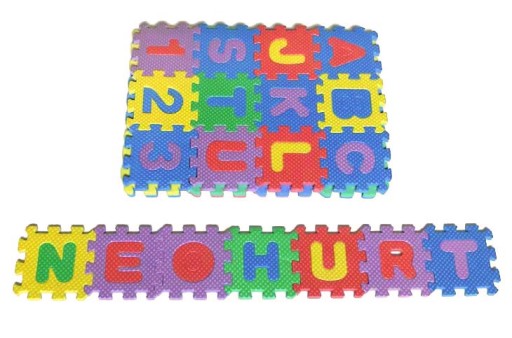 Penové puzzle 36ks penová podložka písmená abecedy čísla